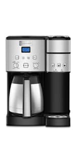 Cuisinart Coffee Maker, Single Serve 72-Ounce Reservoir Coffee Machine, Programmable Brewing & Hot Water Dispenser, Stainless Steel, SS-10P1,Silver