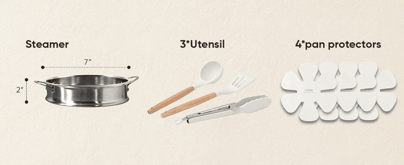 CAROTE 21Pcs Pots and Pans Set, Nonstick Cookware Sets, White Granite Induction Cookware Non Stick Cooking Set w/Frying Pans & Saucepans(PFOS, PFOA Free)