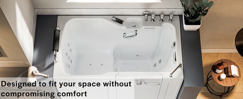 Empava Walk in Tub, 54" Whirlpool Bathtub with 12 Air & 13 Water Jets, Heated Massage Soaking Tub, 20% Wider Outward Swing Door, Right Drain,Walk-In Bathtub for Seniors, Acrylic