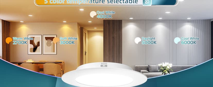 FREELICHT 24 Pack Retrofit LED Recessed Lighting 6 Inch, Selectable 2700K/3000K/4000K/5000K/6000K, Dimmable Flat LED Can Lights, 10W=110W, 1000LM, IC & Damp Rated, ETL & FCC, White