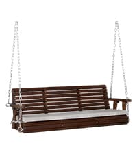 VINGLI Upgraded Patio Wooden Porch Swing for Courtyard & Garden, Heavy Duty 880 LBS Swing Chair Bench with Hanging Chains for Outdoors (Brown, 5 FT)