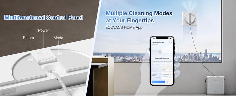 ECOVACS WINBOT W2 PRO Omni Portable Window Cleaning Robot with Multi-Functional Station, Charging While Working, Intelligent Cleaning with Triple Nozzle Water Sprayer, 12-Level Protection