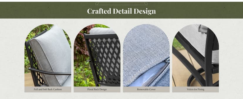 Patio Furniture Set 7 pcs, Outdoor Patio Furniture, 3-Seat Sofa, 2 Single Chairs, 2 Swivel Chairs, 2 Ottomans and 5.75" Extra Thick Cushion, Patio Conversation Set for Backyard Deck,Grey