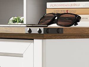 55'' Farmhouse Executive Desk with Drawers, Computer Desk with File Cabinet and Side Bookshelf, Writing Gaming Desk with Monitor Stand & Charging Station, White and Walnut