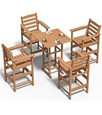 nevilywood Folding Adirondack Chair - Extended Ergonomic Backrest, Cup Holder - Easy Assembly - Durable HDPE Plastic, Weather Resistant & Maintenance-Free - Lawn, Patio, Deck Supports 400lbs Teak