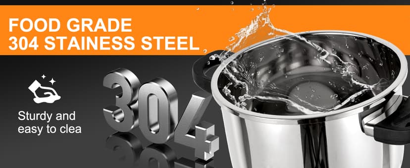 Pressure Cooker 10 QT, Stainess Steel Pressure Canner 10 Quart, Explosion-Proof Cookware, Rotating Lock/Unlock Lid, One-handed lid opening, Thickened Silicone Ring And Anti-scald Handle, Silver