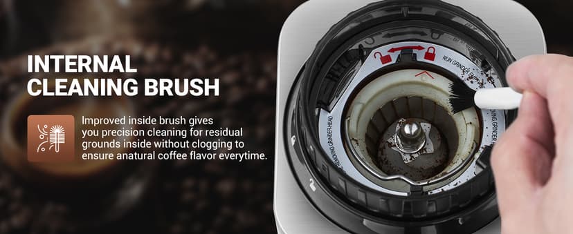 AMZCHEF Coffee Grinder, Coffee Bean Grinder for Home Use with Precise Grinding, LED Control Panel, Detachable Funnel Stand, Anti-static Design, 48 Grind Settings, silver