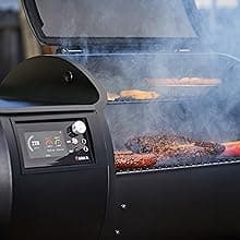 Origin-580 Wood Pellet Smoker Grill - A.I. Powered and WiFi Grill with PID controller, BBQ Grill 580 sq.in Cooking Area, Meat Probe, 8-in-1 Outdoor Smoker