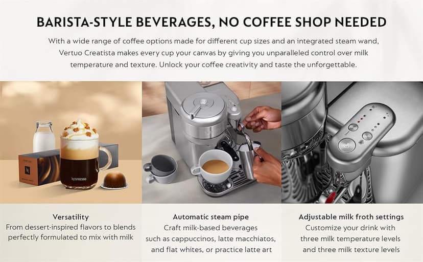 Nespresso Breville Vertuo Creatista BVE850BSS, Brushed Stainless Steel