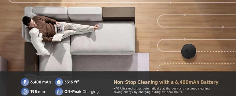 DREAME X40 Ultra Robotic Vacuum with Removable & Liftable Mop, 12,000Pa Suction, Side Brush Extensive Cleaning, 158°F Mop & Washboard Self Cleaning, Auto-Empty, Auto Refill, liftable Brushes