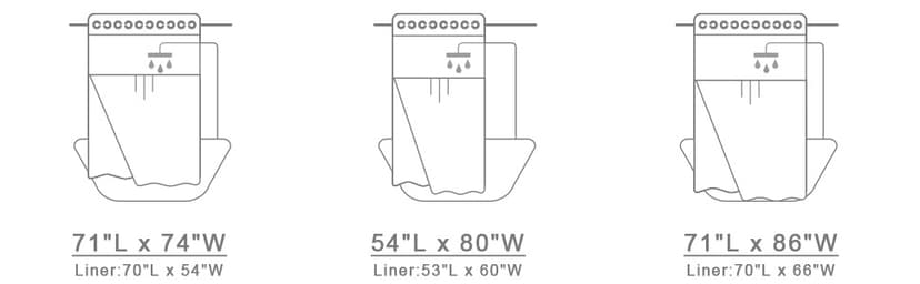 White No Hook Shower Curtain with Snap in Liner,230GSM Waffle Weave Shower Curtains for Bathroom,71W x 74H