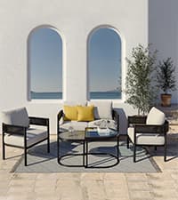 Grand patio 5-Piece Outdoor Furniture Set, 5 Seats Wicker Sofa Conversation Set with 3-Seat Couch, Thick Cushions and Coffee Table, for Backyard, Balcony, Garden (Beige)