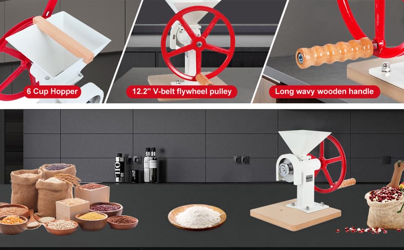 Manual Hand Grain Mill. Corn Wheat Flour Grinder. Masa Peanut Butter Maker. Stainless Steel Burrs