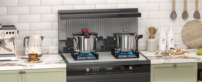 BreeRainz 8.45QT 304 Stainless Steel Pressure Cooker, 3-Stage PSI Settings, One-Hand Locking,Explosion-Proof Pot w/Extra Glass Lid, Timer, Steaming Rack(Induction Compatible)