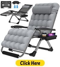 Suteck Oversized Zero Gravity Chair,33In XXL Lounge Chair w/Removable Cushion&Headrest, Reclining Camping Chair w/Upgraded Lock and Footrest, Reclining Patio Chairs Recliner for Indoor Outdoor,500LBS