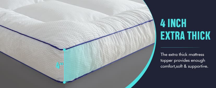 WhatsBedding 4 Inch Memory Foam Mattress Topper King Size, with 3D Bubble Mattress Pad Cover, Soft Quilted 100% Cotton Layer for Back Pain, White(78"x80")