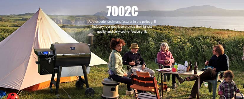 Z GRILLS Wood Pellet Grill Smoker with PID 2.1 Controller, 704 Cooking Area, Meat Probes, Rain Cover for Outdoor BBQ, 7002C