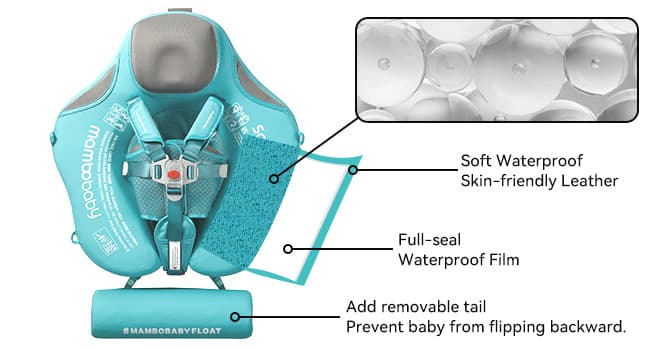 Mambobaby Baby Swim Float with Canopy Non-Inflatable Infant Pool Float with Tail 3-24 Months Avoid Flip Solid Skin-Friendly Material for Toddler Boys Girls
