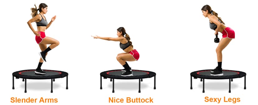 RAVS Mini Trampoline for Kids Adults 40"/48" Foldable Fitness Rebounder Kids Trampoline with 5 Levels Height Adjustable Handle Resistance Bands Indoor Workout