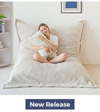 MAXYOYO Giant Bean Bag Chair, Oversized Bean Bag Couch for Adults and Kids, Faux Fur Shell-Shaped Large Chair with Filler, Stuffed Big Accent Sofa Lounge Floor Sofa for Gaming, Reading, Beige