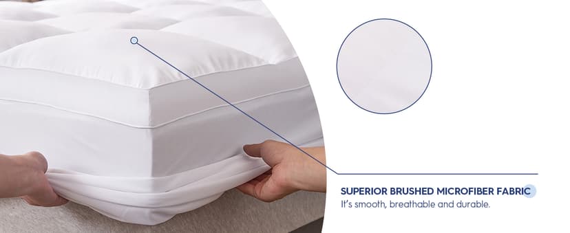 ELEMUSE King Mattress Topper for Back Pain, Extra Thick Mattress Pad Cover, Plush Soft Pillowtop with Elastic Deep Pocket, Overfilled Down Alternative Filling