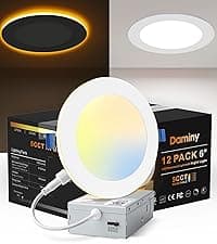 DAMINY 24 Pack 6 Inch LED Recessed Lighting with Junction Box,5CCT,Ultra-Thin Recessed Light,11W 1100lm, Dimmable Canless Wafer Ceiling Light, High Brightness - ETL