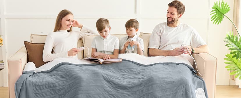 Heated Electric Blanket King Size - 90" x 108" Heating Blanket with Dual Control, 10 Heating Levels & 8 Hours Auto Off, Soft Warm Flannel Gifts Blanket with Over-Heat Protection, ETL & FCC Certified