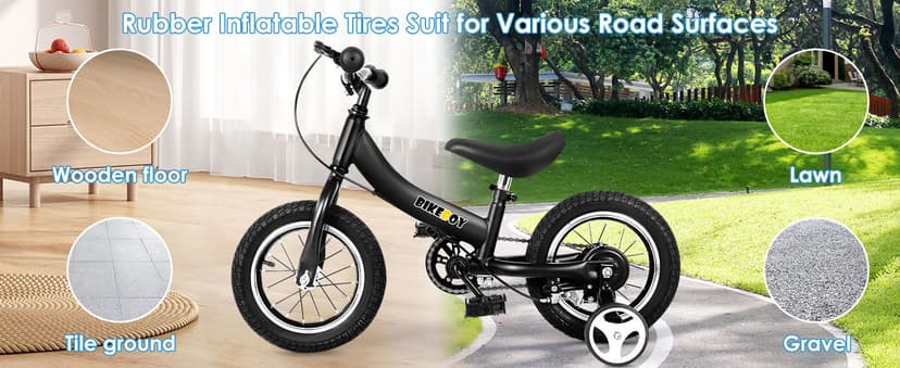 Balance Bike 2 in 1,The Dual Use of a Kids Balance Bike and Toddler Bike, for 2 3 4 5 6 7 Years Old -12 14 16 Inches with Training Theory, Brake, Pedal