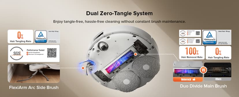 roborock Qrevo Curv S5X Robot Vacuum and Mop, 17000Pa Suction, Zero-Tangling Design, FlexiArm Side Brush, Smart Obstacle Avoidance, Self-Washing & Drying & Emptying for Carpet, Pet Hair, Hard Floor