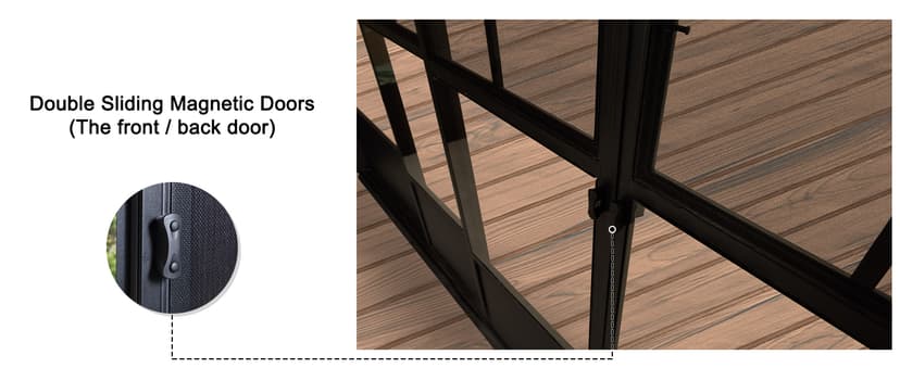 PURPLE LEAF 12' X 14' Patio Hardtop Gazebo Double Top Outdoor Screen House Aluminum Solarium Backyard Sun Room with Detachable Windows