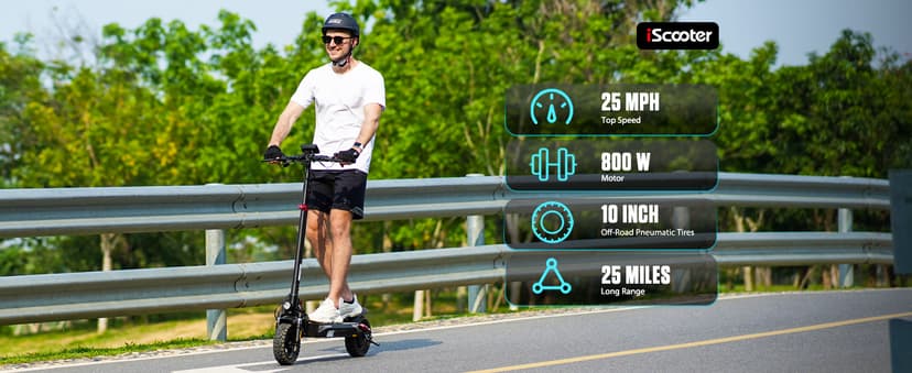 iScooter Electric Scooter, 10" Tires, 800W Motor E-Scooter Up to 25/28 Miles Range, Top Speed 24/28 MPH, Adjustable Handlebar Height, Folding Commuting Electric Scooter for Adults-(Optional Seat)