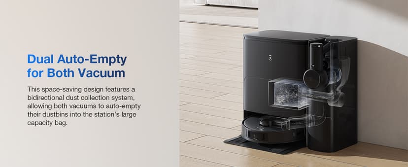 ECOVACS DEEBOT T30S Combo Robot Vacuum and Mop, All in One Cleaning Hub, 11000Pa, ZeroTangle Technology, TruEdge Adaptive Edge, Dual Self-Emptying, Hot Water Washing