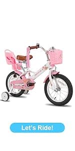 JOYSTAR Paris Girls Bike for Ages 3-8 Years Old, 14 16 18 Inch Kids Bike with Training Wheels, Basket and Handbrake, Multiple Colors