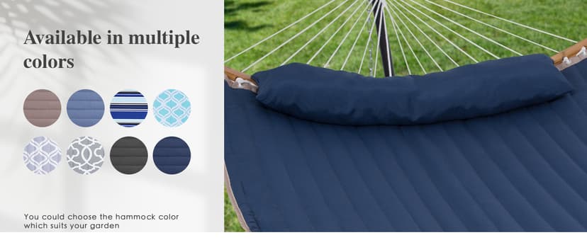 SUNCREAT Portable Outdoor Hammock with Stand, Heavy Duty Hammock with Carrying Bag, Soft Pillow, Balance Ropes, Dark Blue