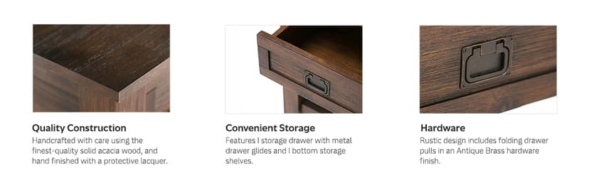 SIMPLIHOME Monroe SOLID ACACIA WOOD 22 inch Wide Square Rustic End Side Table in Distressed Charcoal Brown for the Living Room and Bedroom