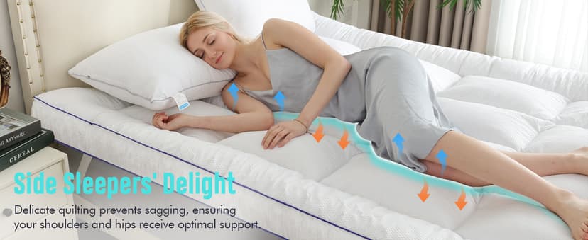 WhatsBedding 4 Inch Memory Foam Mattress Topper King Size, with 3D Bubble Mattress Pad Cover, Soft Quilted 100% Cotton Layer for Back Pain, White(78"x80")