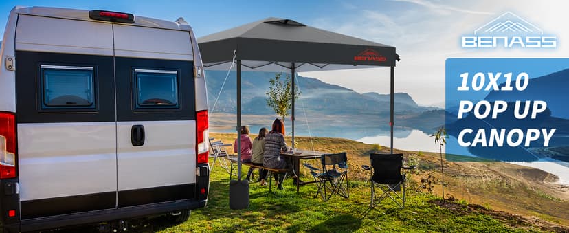 10x10 Pop Up Canopy with Sidewalls, Easy Up Canopy Tent, Heavy Duty Tents for Parties, One Person Set Up Event Tent, Grey
