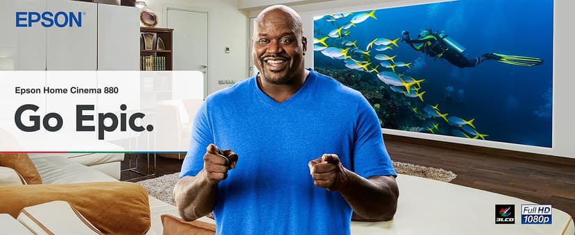 Epson Home Cinema 880 3-chip 3LCD 1080p Projector, 3300 lumens Color and White Brightness, Streaming and Home Theater, Built-in Speaker, Auto Picture Skew, 16,000:1 Contrast, HDMI 2.0, White