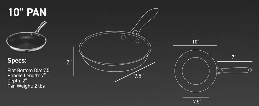 HexClad Hybrid Nonstick 10-Inch Frying Pan, Stay-Cool Handle, Dishwasher-Friendly, Oven-Safe Up to 900°F, Induction Ready, Compatible with All Cooktops