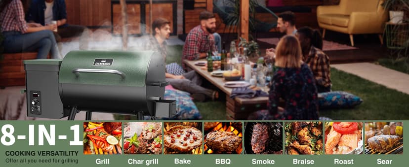 Grills DAPG-03 Electric Wood Pellet Smoker Grill, 456 SQ.IN Cook Area Pellet Grill with Auto Feed & PID Temperature Control (180-450°F), 8 in 1 BBQ Grill for Backyard Outdoor