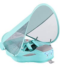 Mambobaby Baby Swim Float with Canopy Non-Inflatable Infant Pool Float with Tail 3-24 Months Avoid Flip Solid Skin-Friendly Material for Toddler Boys Girls