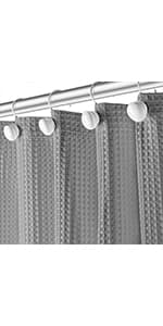 Creative Scents Fabric White Shower Curtain for Bathroom - Spa, Hotel Luxury Matt Waffle Weave Square Design, Water Repellent, 230 GSM Weighty Cloth, 72" x 72" for Decorative Bathroom Curtains