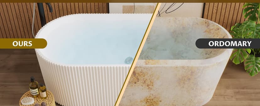 67" Free Standing Tub, Standalone Soaking Pleated Bathtub, Easy Install Freestanding Bathtub, Modern Design for Bathrooms, White