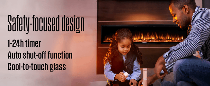 Westinghouse 60 Inch Electric Fireplace Heater, Compatible with Alexa & Google Home, Wall Mount or in-Wall Recessed Fireplace Insert, 24 Hour Timer, Color Changing Flames, 750W/1500W Indoor Heater