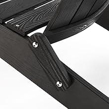 LUE BONA Folding Adirondack Chair Set of 4, Black HDPS Fire Pit Patio Chairs Weather Resistant, Modern Plastic Outdoor Chairs with Cup Holder