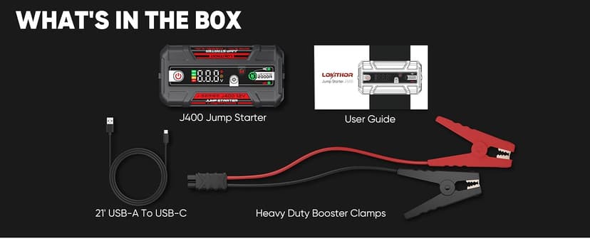 J400 Jump Starter with ConnectMax Tech, 2000A 12V Battery Jumper Starter Portable, Lithium Jump Box and Jump Pack for Up to 8.0-Liter Gas and 6.0-Liter Diesel Engines, Smart Digital Screen
