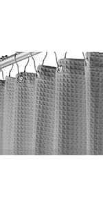 Creative Scents Fabric White Shower Curtain for Bathroom - Spa, Hotel Luxury Matt Waffle Weave Square Design, Water Repellent, 230 GSM Weighty Cloth, 72" x 72" for Decorative Bathroom Curtains