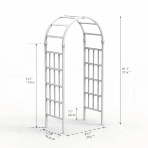 41" W x 86" H Vinyl Arbor, Vinyl Arch, Garden Arch Arbor for Outdoor, Yard, Garden, Climbing Plants - White