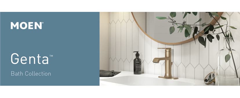 Moen 6702BN Genta LX One Handle Single Hole Modern Bathroom Sink Faucet with Optional Deckplate, Brushed Nickel