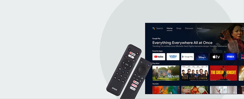 Epson Home Cinema 2350 4K PRO-UHD Smart Streaming Projector with Android TV, 3-Chip 3LCD, HDR10, HLG, 2,800 Lumens, Low Latency, 10 W Speaker, Bluetooth (Renewed)